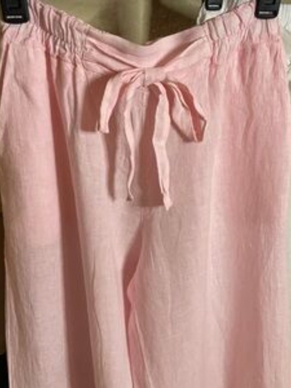 Italian Wide Leg Linen Pant, White, Sz. Sm/Med w/ Elastic waist by Linen & Moore - Picture 8 of 14